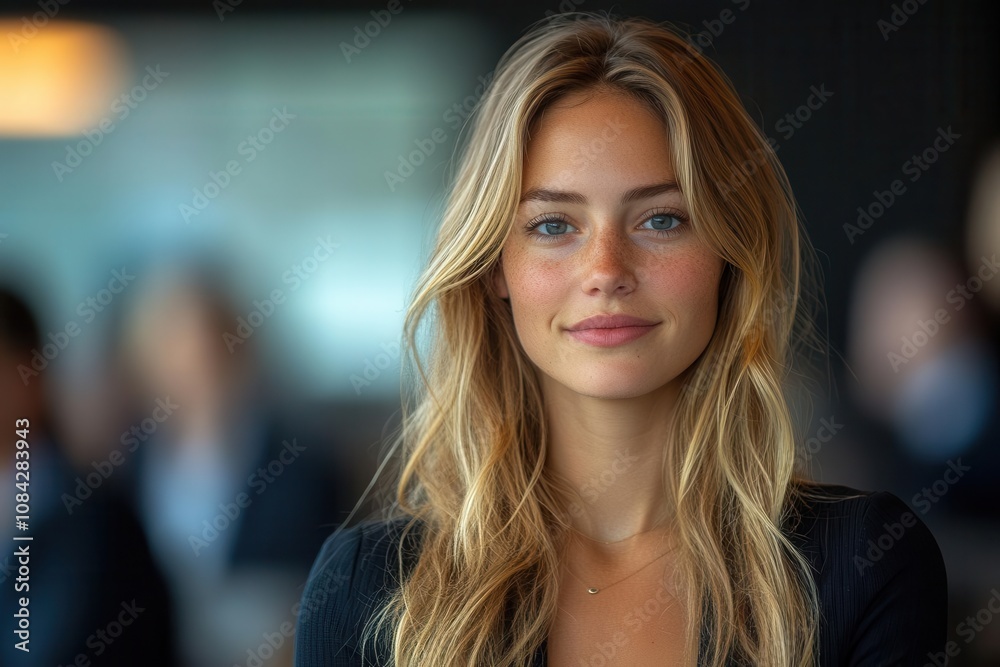 custom made wallpaper toronto digitalconfident businesswoman at the forefront of a corporate seminar, presenting her insights with poise and clarity, embodying professionalism and leadership in a dynamic environment