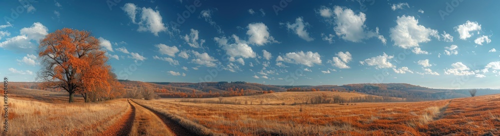 Fototapeta premium Autumnal Landscape with a Winding Path