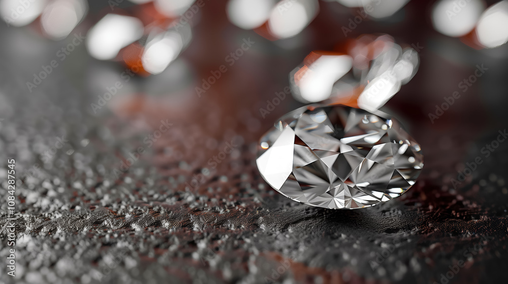 Sparkling diamond on textured surface with bokeh background Sparkling diamond on textured surface with bokeh background