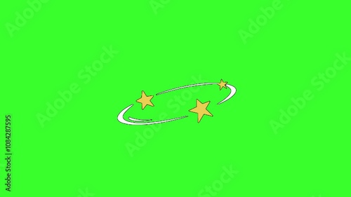 Cartoon dizzy effect 2_stars move around and above the head_knockout_ looped with an alpha channel. stars icon animation.
