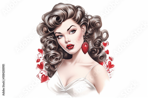 Colors pin up tattoo on white background. Glamour tattoo. Tattoo. Tattoo ideas. For tattoo artists. Tattoo parlor. Colors ink. Isolated tattoo.	
