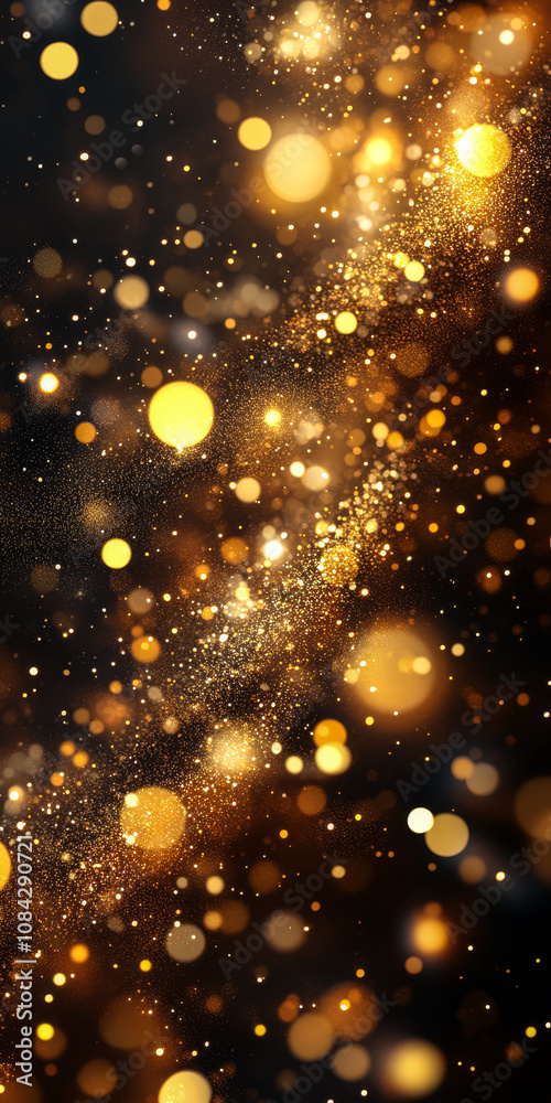 Fototapeta premium Shimmering golden lights create a dazzling abstract pattern in a dark space