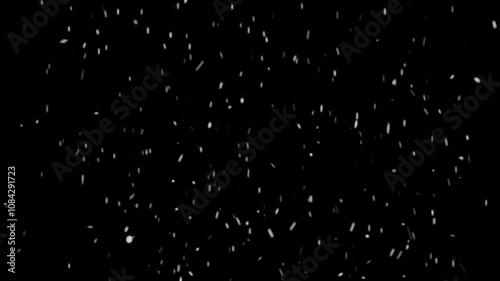 Snowfall on black background, Winter with falling snow showing beautiful snowflakes for background display footage screen. 4K Motion
