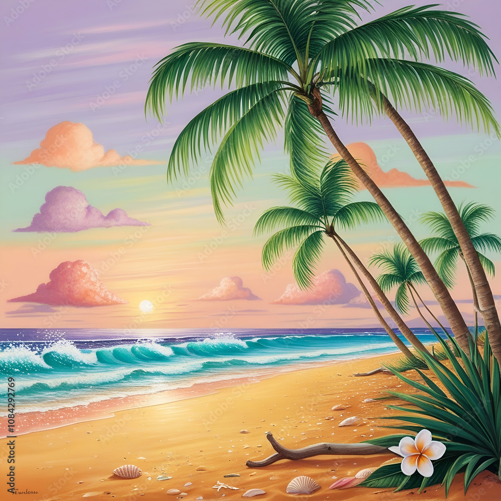 Obraz premium beach with palm trees