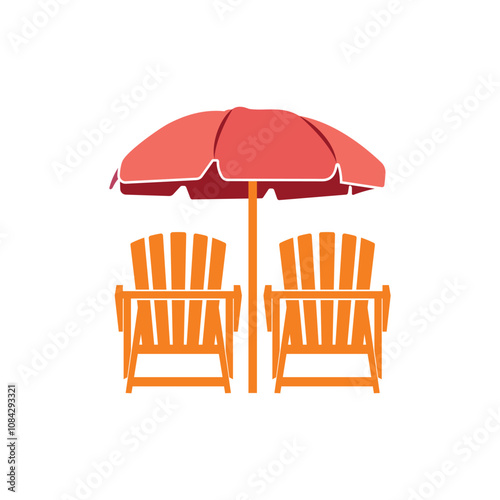 The Classic Beach chair and Umbrella logo design illustration