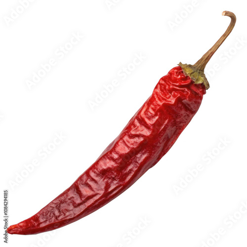 Dry red chili pepper isolated on a transparent background, png