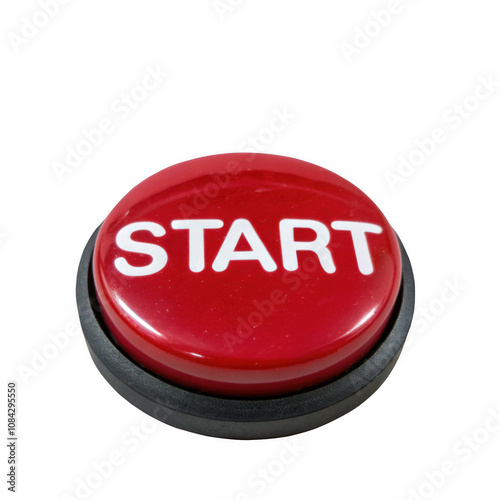 Start red button isolated on a transparent background, png