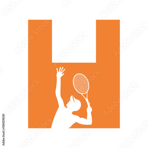 Badminton Logo combine with letter H vector template