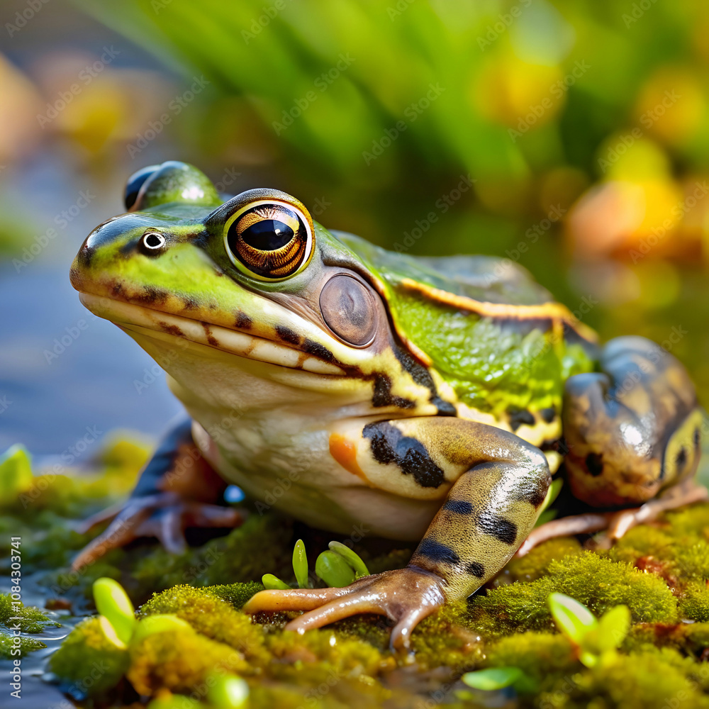 Fototapeta premium common european frog or edible frog rana kl esc