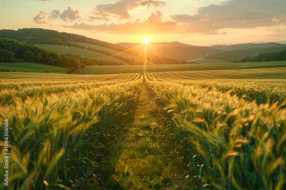 Fototapeta premium Golden Hour in a Wheat Field