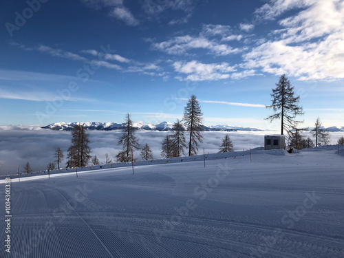 Stunning Snow-Covered Mountain Landscape with Clear Blue Sky