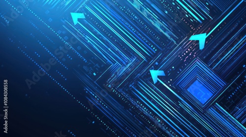 Blue linear arrows geometric tech abstract design