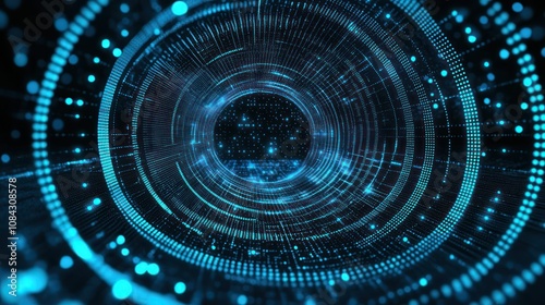 Blue futuristic dotted circles in light tech background