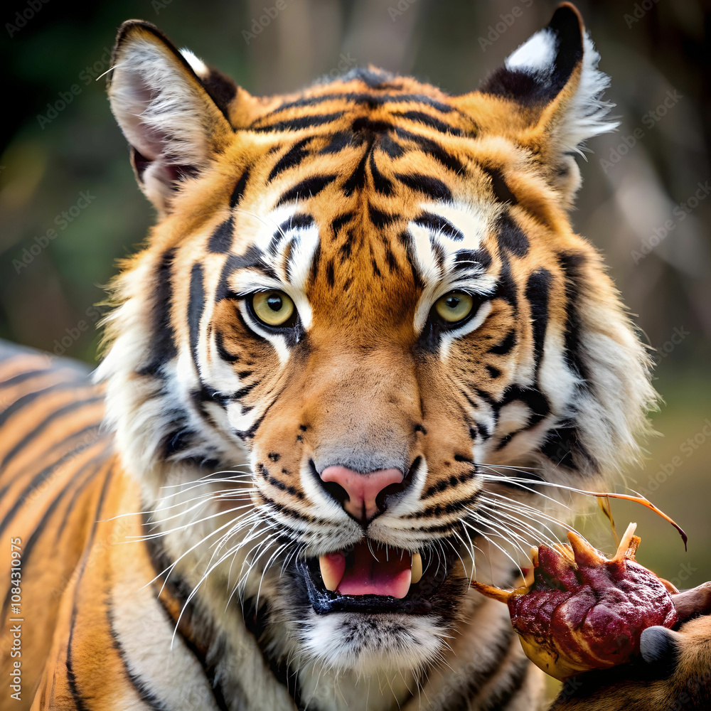 Obraz premium tiger eat deer