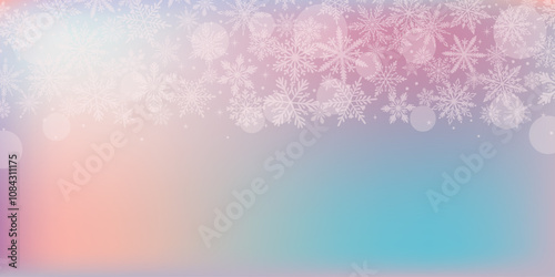 Colorful pastel liquid gradient snowflake confetti winter background, smooth colorful bright festive wallpaper design