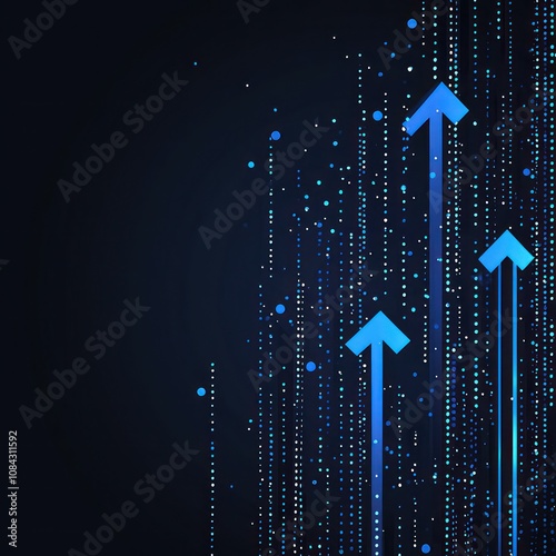 Abstract blue dotted arrows in tech background