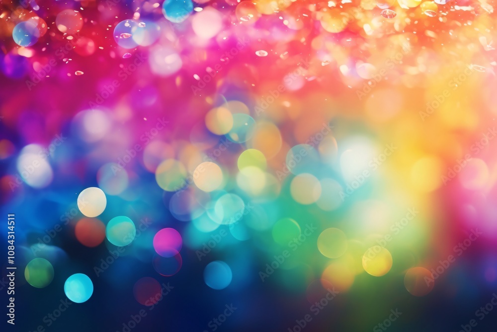 Fototapeta premium Rainbow Colorful Bokeh Background, Rainbow Bokeh Wallpaper, Rainbow Bokeh Light Background, Multicolor Bokeh Light Background, Blur Background, AI Generative