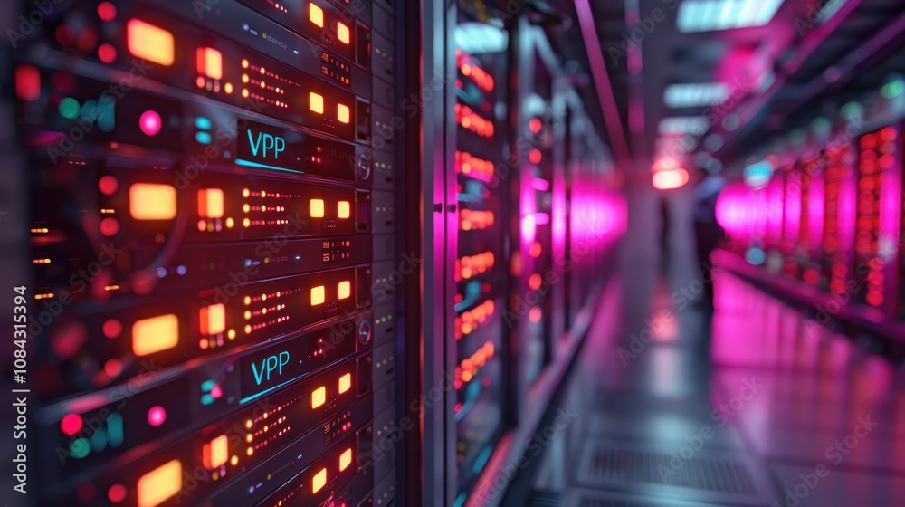 Fototapeta premium Server Room with VPP Lights