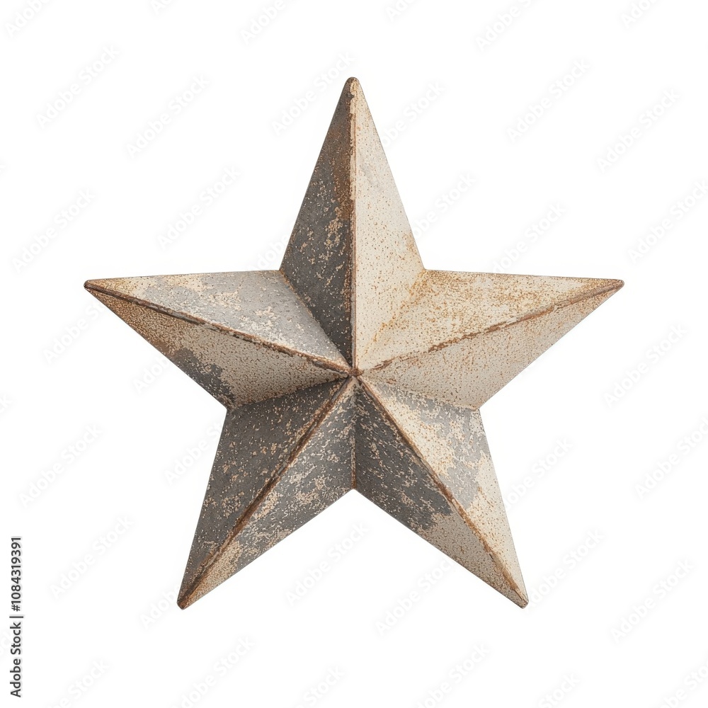 Fototapeta premium A rustic, five-pointed star with a textured surface, exuding a vintage charm suitable for home decor or festive displays.