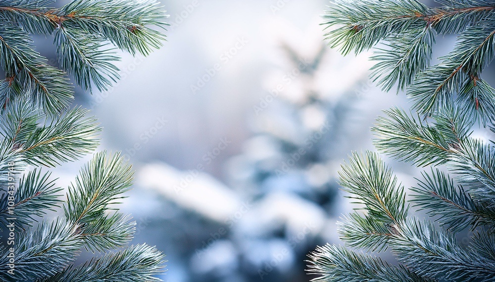 Obraz premium Winter background with pine branches. Winter card design.