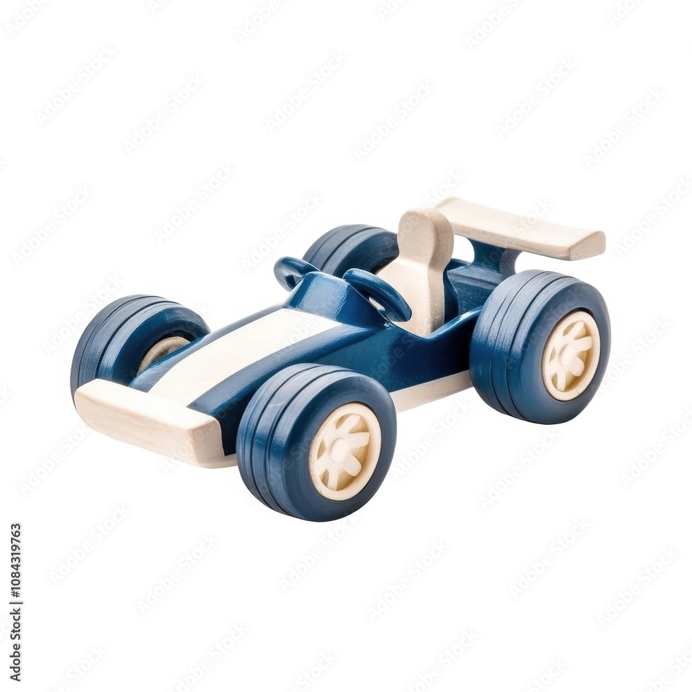 A toy race car featuring a sleek design, blue color with white accents, perfect for imaginative play and racing adventures. A toy race car featuring a sleek design, blue color with white accents, perfect for imaginative play and racing adventures.