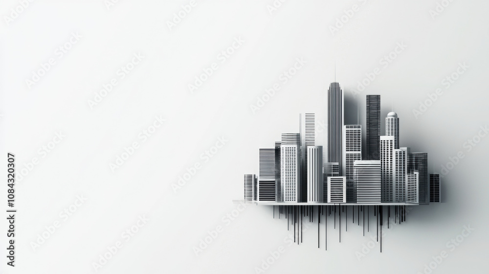 Fototapeta premium Modern city skyline design with abstract architecture elements