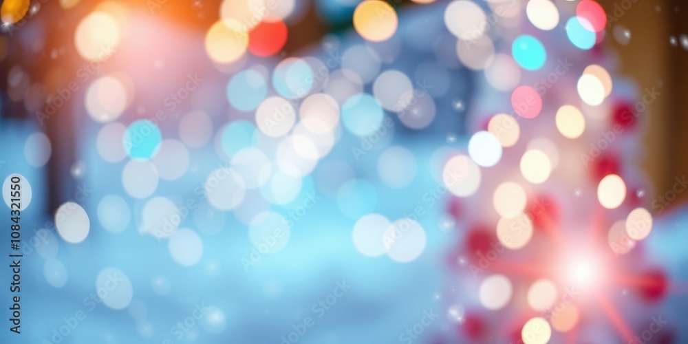 Fototapeta premium Abstract bokeh background with festive and celebratory lights, shimmering and dancing, creating a magical and dreamy atmosphere.