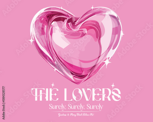 Pink heart glass t shirt design, Vintage retro Love Graphic design, typography Heart art graffiti slogan print with glass effect for graphic tee t shirt or sweatshirt, print design for apparel