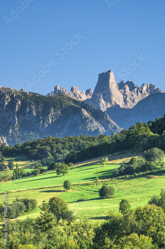 Naranjo de Bulnes mountain peak in Picos de Europa national park, Asturias, Spain photo