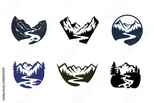 mMountain river art vector illustration photo