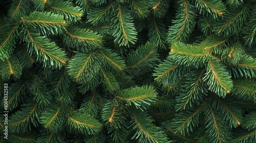 A close up of green tree branches with a few brown tips photo