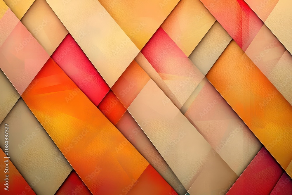 Fototapeta premium Abstract background with layers orange, red, pink, beige, yellow, and gold triangles in modern patterns