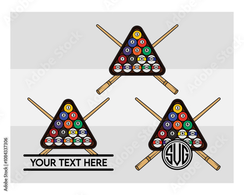 Billiards With Billiards Stick SVG Silhouette Bundle, Billiards Silhouette, Snooker Svg, Pool Svg, Billiard Game Svg, Billiards Ball Svg, outline, Pool Game Vector, Billiards Board, Cut Files