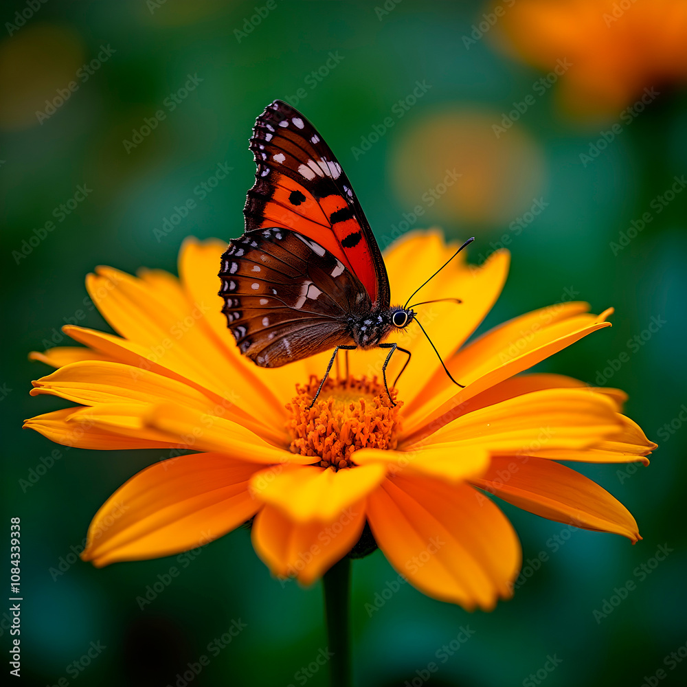 Naklejka premium butterfly on flower