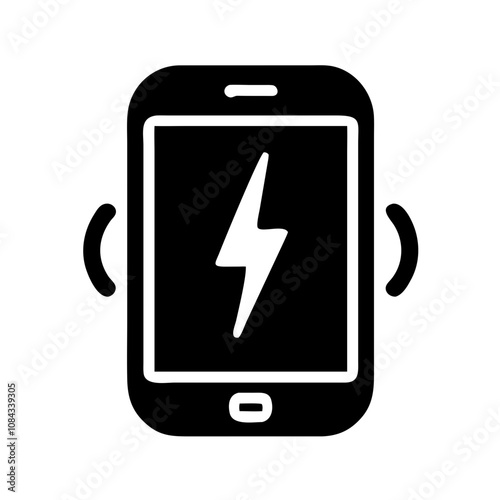 Icon of a smartphone with a charging bolt, representing mobile power or energy.