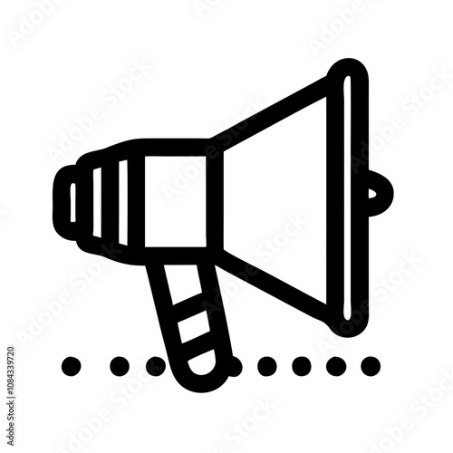 Icon of a megaphone emitting sound waves, representing announcement or communication.