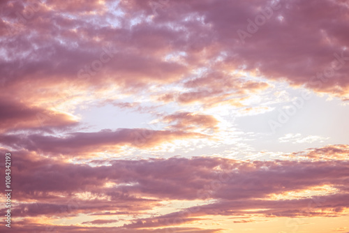 Beautiful unusual pink clouds at sunset, natural background