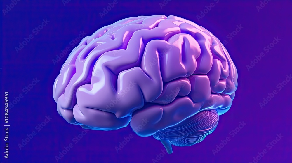 Anatomical brain shown close-up in 3D. The model is made of plastic. Illustration for banner, cover, brochure or presentation. Anatomical brain shown close-up in 3D. The model is made of plastic. Illustration for banner, cover, brochure or presentation.