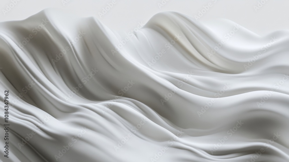 Obraz premium Abstract White Fabric Texture: Flowing Waves and Drapes