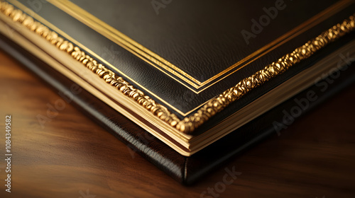 A luxurious folder holding a quality certificate with satin interior and gold trim representing high-quality presentation and achievement. photo