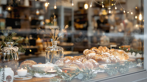 bakery and pastry shop window christmas decoration