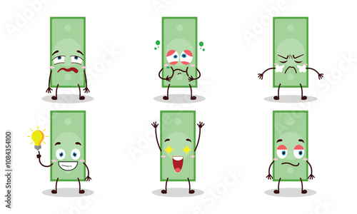 funny paper money with different expressions design illustration