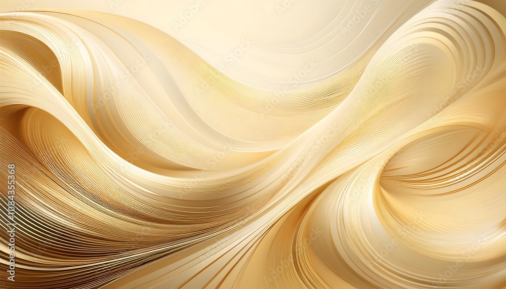 A translucent abstract pattern of soft, golden flowing lines and spirals A translucent abstract pattern of soft, golden flowing lines and spirals