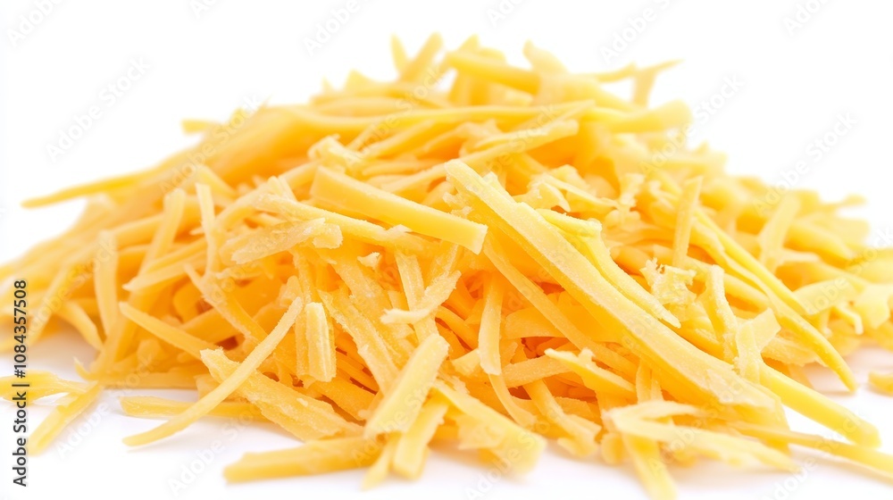 Close-Up of Shredded Yellow Cheese in Textured Layers With Detailed Focus Close-Up of Shredded Yellow Cheese in Textured Layers With Detailed Focus