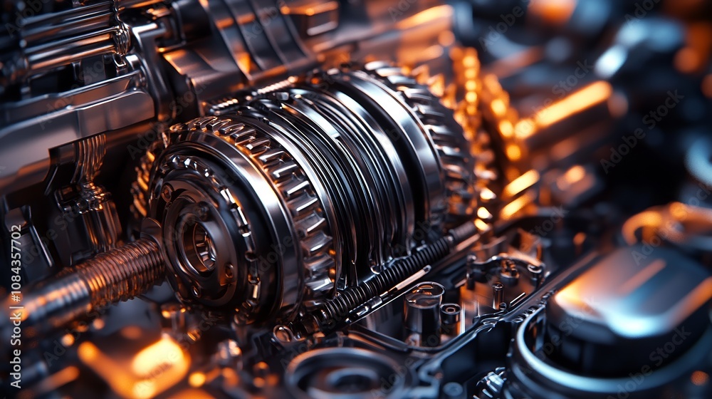 Fototapeta premium Close-Up Image of a Car Transmission Component Highlighting Precision Engineering and Automotive Technology