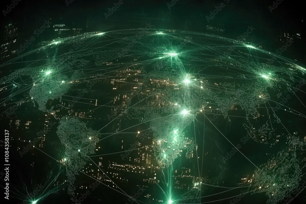 Fototapeta premium Green lit globe