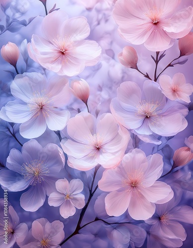 Dreamlike Pastel Blossoms: A Serene Floral Symphony