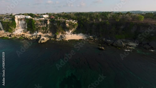 fpv drone aerial view from the top of the hill in bali