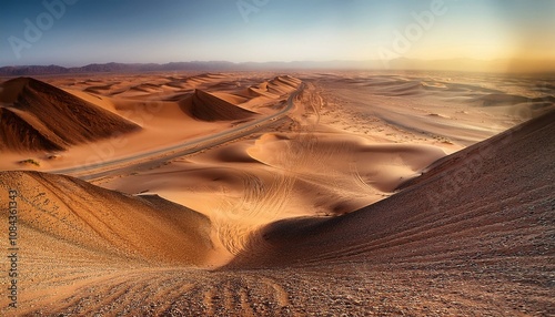 Dakar rally terrain, silk way rally, desert track landscape photo