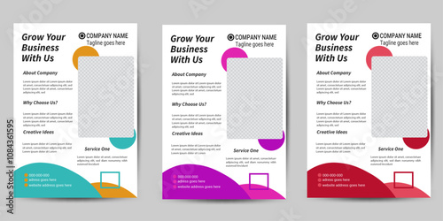 vector simple creative modern flyer template layout design with blue,purple and red color